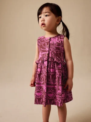Chocolate/Purple Sleeveless Peplum Dress