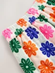 Multicoloured Flower Pullon Jacquard Shorts