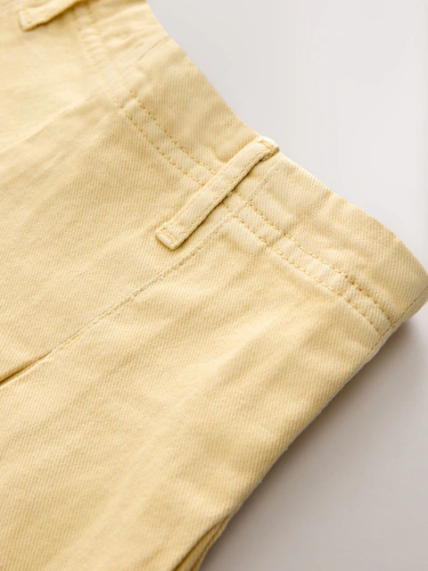 Lemon Yellow Pleated Denim Skirt