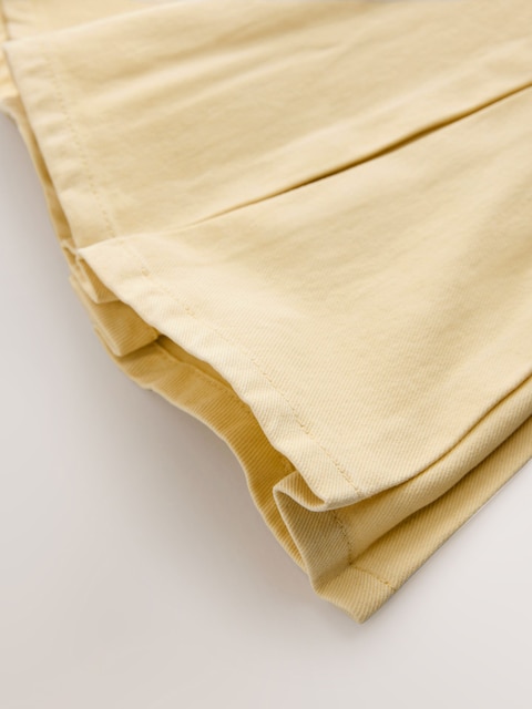 Lemon Yellow Pleated Denim Skirt