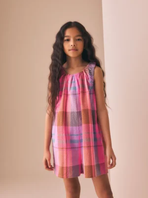 Pink/ Blue Multicolour Check Playsuit