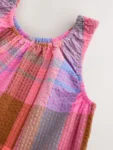 Pink/ Blue Multicolour Check Playsuit
