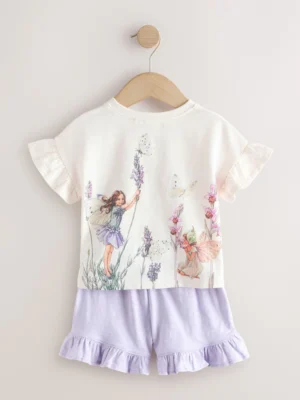 Ecru White Flower Fairies Shorts Set