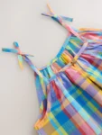 Check Angel Sleeve Dress