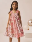 Pink Floral Mixed Print Strappy Occasion Dress