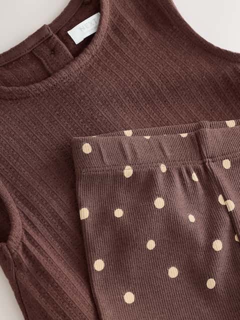 Brown Broderie Vest and Shorts Set