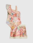 River Island Orange Del Maar Aysmmetric Swimsuit & Skirt Set