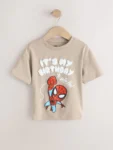 Tan Brown Marvel Short Sleeve Cotton T-Shirt