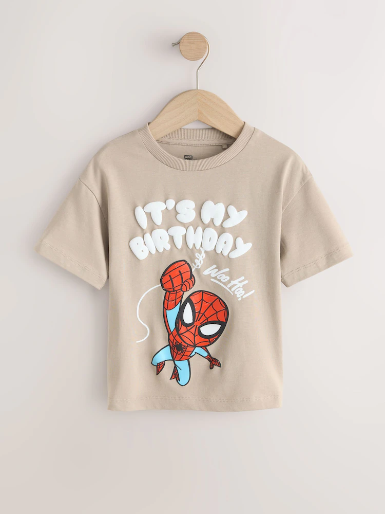 Tan Brown Marvel Short Sleeve Cotton T-Shirt