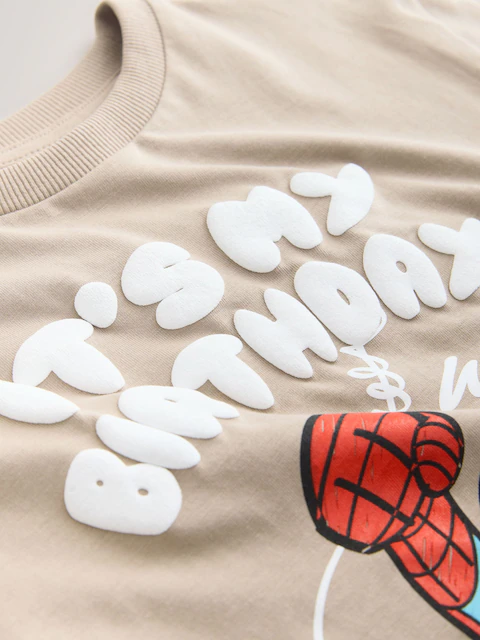 Tan Brown Marvel Short Sleeve Cotton T-Shirt