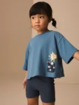Blue Short Sleeve T-Shirt and Shorts Set
