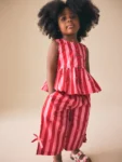 Red/Pink Stripe Blouse And Trousers Co-ord Set