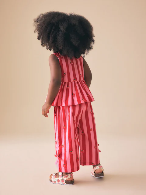 Red/Pink Stripe Blouse And Trousers Co-ord Set