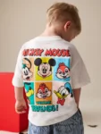 White Printed Mickey Mouse Short Sleeve T-Shirt