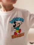 White Printed Mickey Mouse Short Sleeve T-Shirt