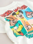 White Printed Mickey Mouse Short Sleeve T-Shirt