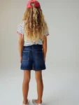 Dark Wash Relaxed Denim Pleated Shorts