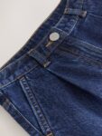 Dark Wash Relaxed Denim Pleated Shorts