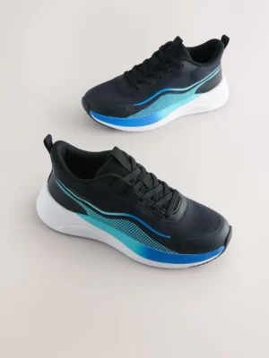 Black Elastic Lace Trainers