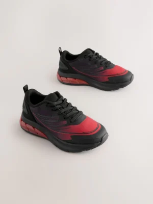 Black/Red Elastic Lace Trainers
