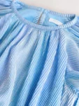 Blue Sparkle Angel Sleeve Party Dress