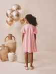 Pastel Pink Angel Sleeve Sequin Party Dress