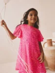 Bright Pink Angel Sleeve Sequin Party Dress