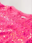 Bright Pink Angel Sleeve Sequin Party Dress