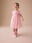 Pink Hearts Mesh Skirt Dress