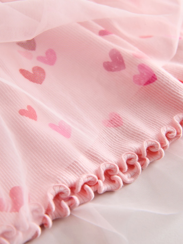 Pink Hearts Mesh Skirt Dress