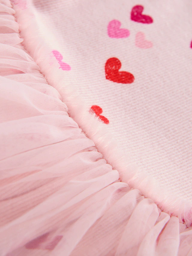 Pink Hearts Mesh Skirt Dress
