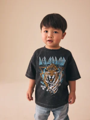 Washed Black Short Sleeve Band Graphic T-Shirt