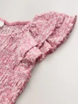 Pink Floral Smocked Frill Sleeve Dress