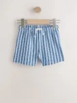 Blue Navy Stripe Textured Shorts
