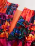 Multi Bright Floral Ruffle Occasion Dress