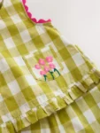 Olive Green Gingham Top & Cuffed Trousers Set