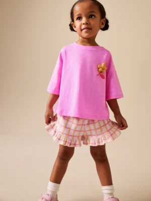 Pink Flower T-Shirt and Shorts Set