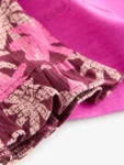 Pink/Purple Palm Tree Embroidery Short Sleeve Top