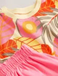Pink Flowers Short Sleeve Top and Shorts Set