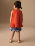 Red Peplum Vest and Shorts Set