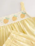 Lemon Yellow Spot Crochet Top And Short Set