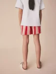 Red/Pink Stripe Textured Shorts