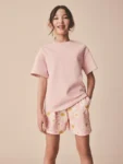 Pink Flower Textured Shorts