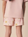 Pink Flower Textured Shorts