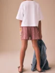 Rust Brown Crochet Pocket Shorts