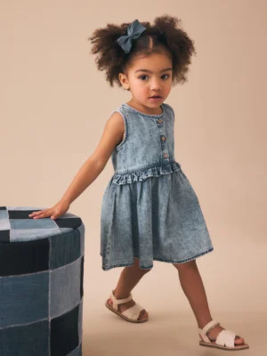 Denim Sleeveless Peplum Dress