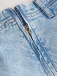 Light Blue Denim Pleated Denim Skirt