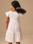 White Angel Sleeve Crinkle Dress