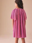 Pink Sparkle Angel Sleeve Party Dress
