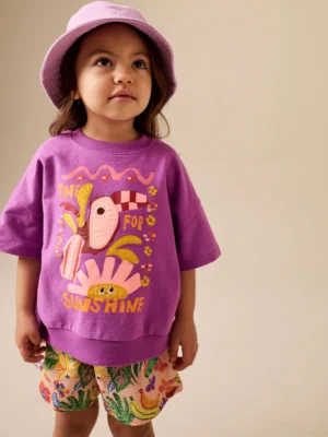 Purple Tropical Top and Shorts Set